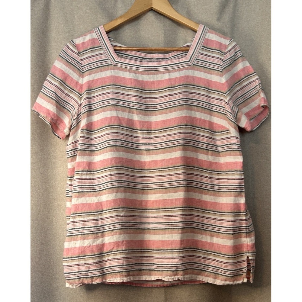 Talbots Pink and White Striped Short Sleeve Tunic